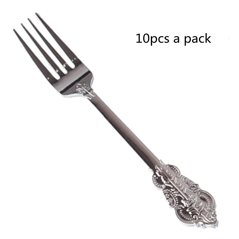 10 disposable plastic cutlery in a silver-plated look