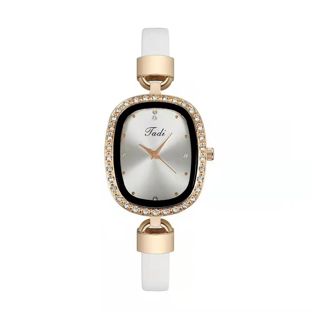 Women's Watch Set, Two Piece Women's Quartz Watch, Diamond Rhinestone Thin Belt Fashion Watch