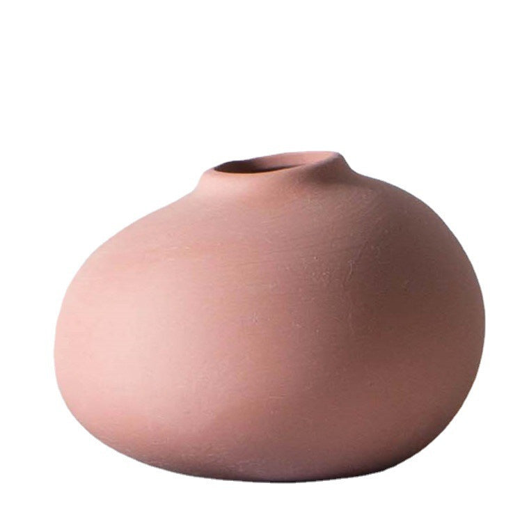 Handmade religious clay flower vase, small ceramic vase