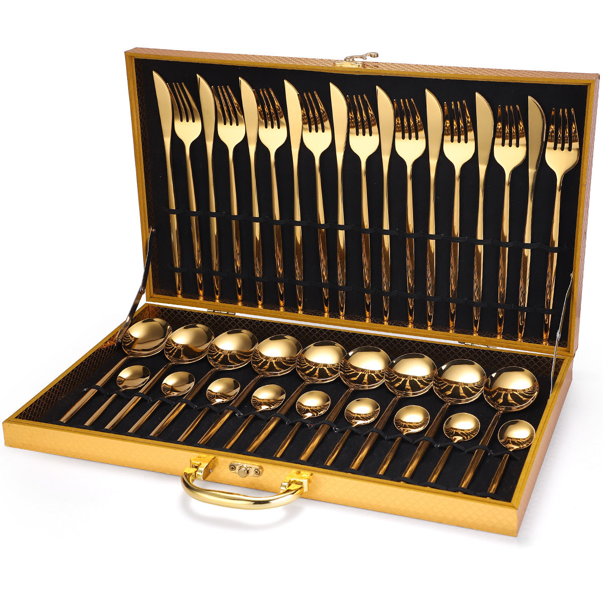 36-piece stainless steel cutlery set in a wooden box as a gift set
