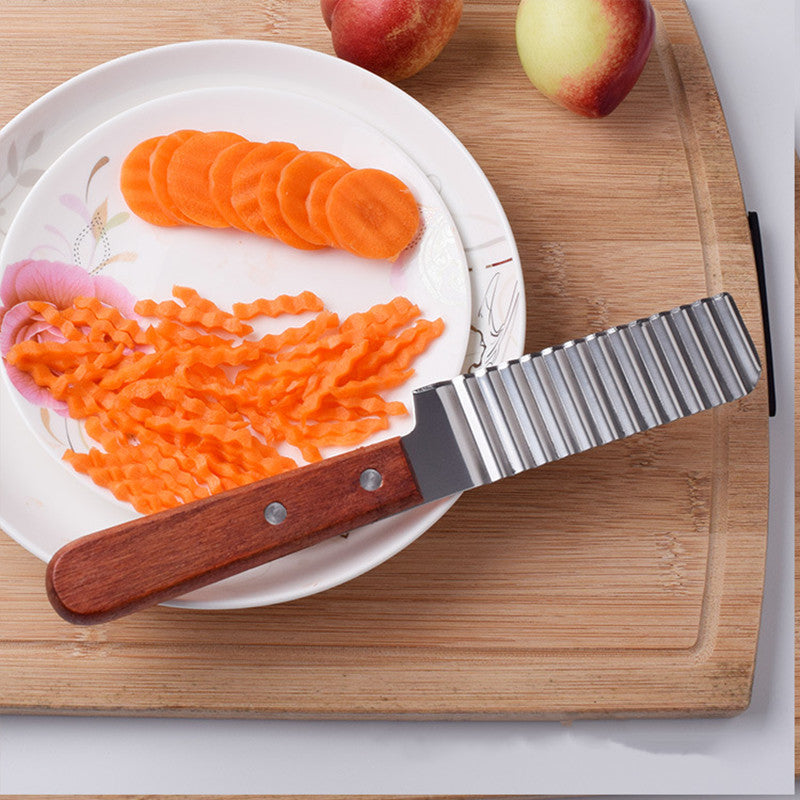 Pommes Frites Schneidemaschine aus Edelstahl Kartoffelschneider Messer Gemüse Wellenschneide-Werkzeuge Küchenutensilien