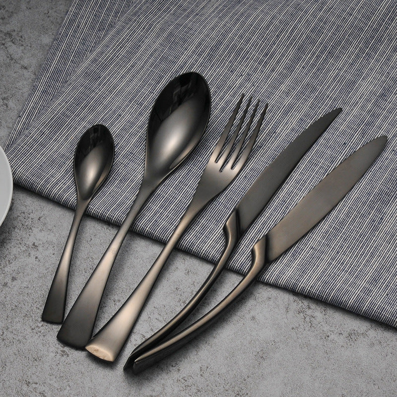 Stainless steel cutlery, western tableware, titanium black and gold