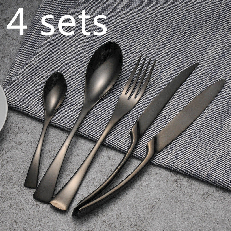 Stainless steel cutlery, western tableware, titanium black and gold