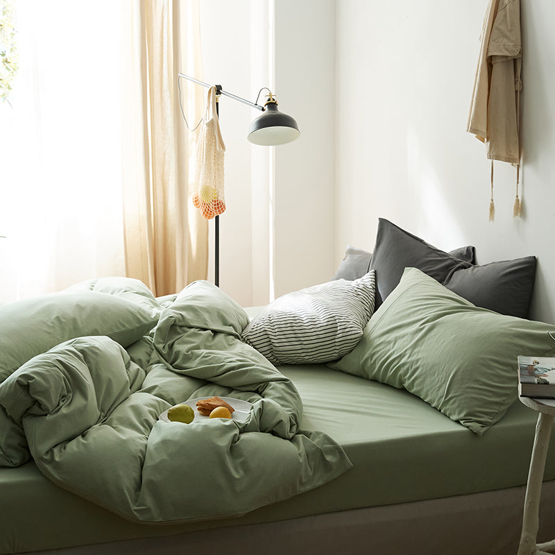 Pure cotton bed linen with denim colors
