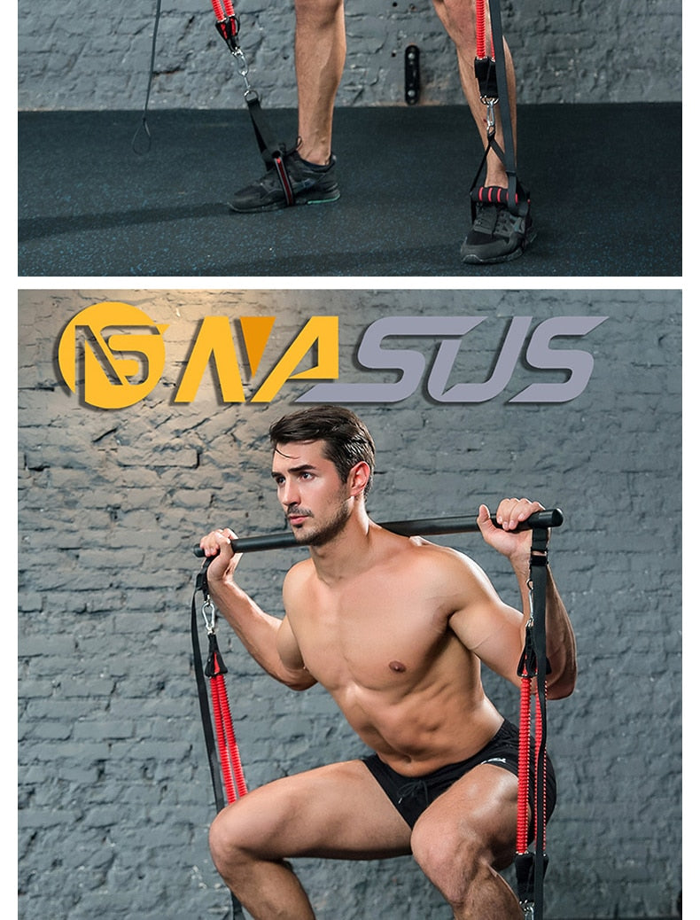 Körper-Workout-Trainerstange mit Widerstandsbändern und Gummischnallen