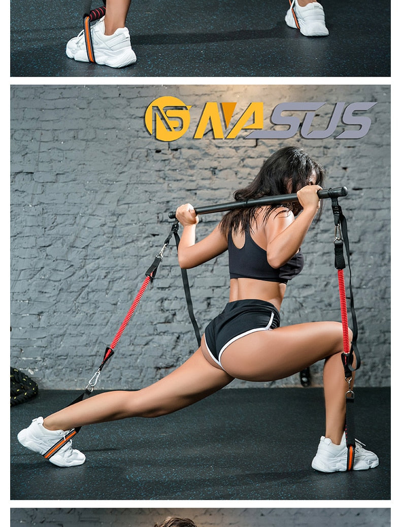 Körper-Workout-Trainerstange mit Widerstandsbändern und Gummischnallen