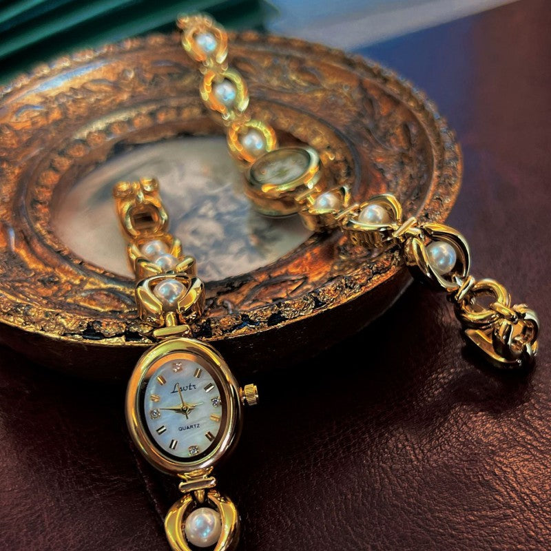 New medieval luxury imitation pearl watch temperament bracelet women's watch