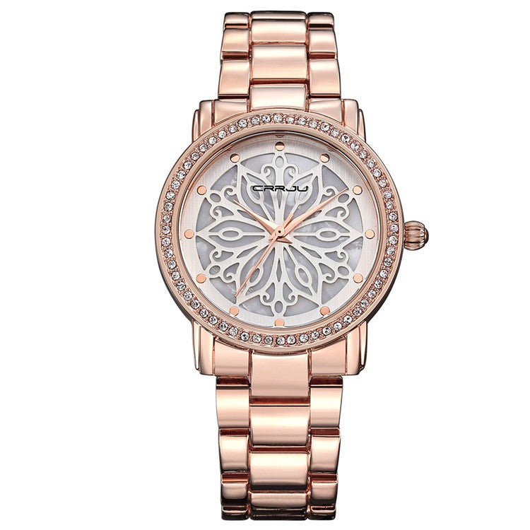 Women's watch with steel bracelet and diamonds, suitable for business and casual occasions (fashion jewelry)
