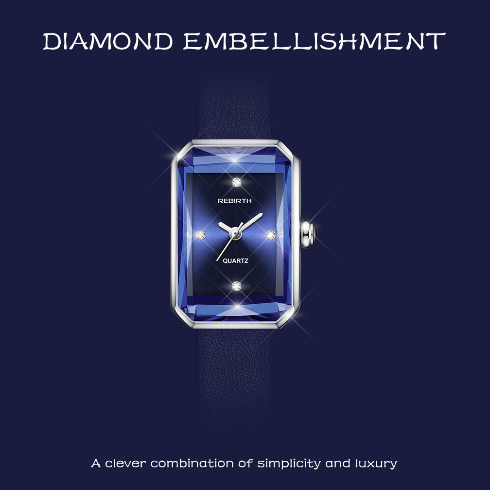 Quadratische Diamantgürtelmode, künstlerische, exquisite Quarzuhr