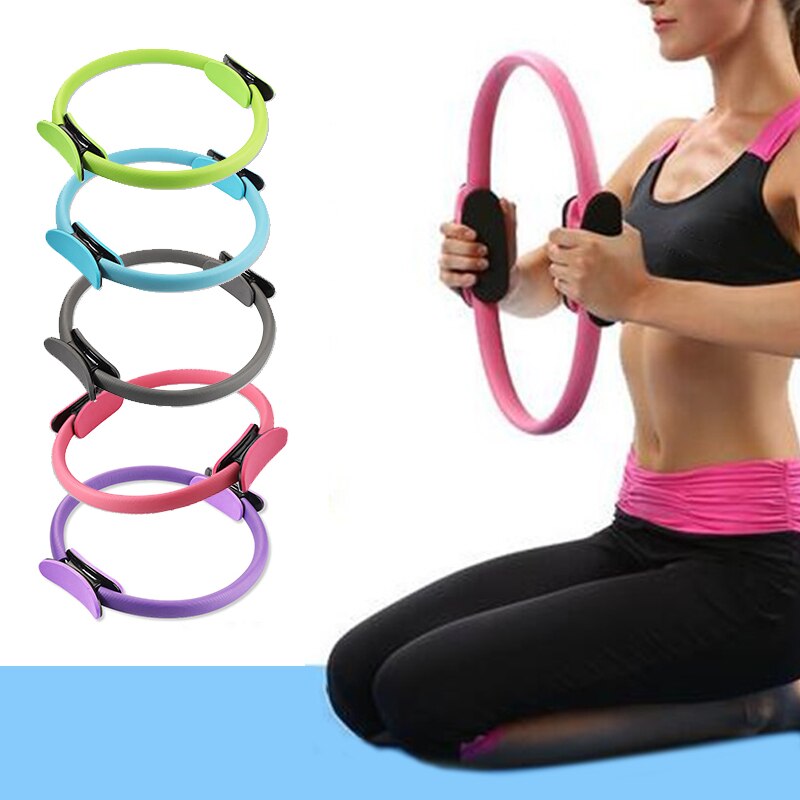 Yoga Fitness Pilates Ring for Women and Girls. Circular magic double exercise for home gym. Training sport for weight loss and body resistance.
