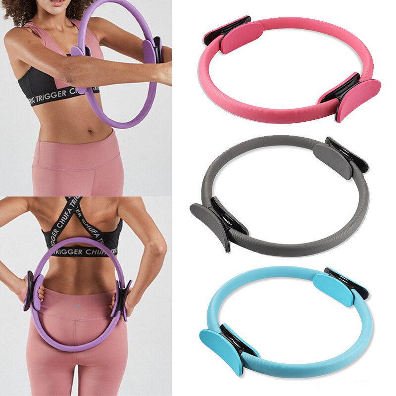 Yoga Fitness Pilates Ring for Women and Girls. Circular magic double exercise for home gym. Training sport for weight loss and body resistance.
