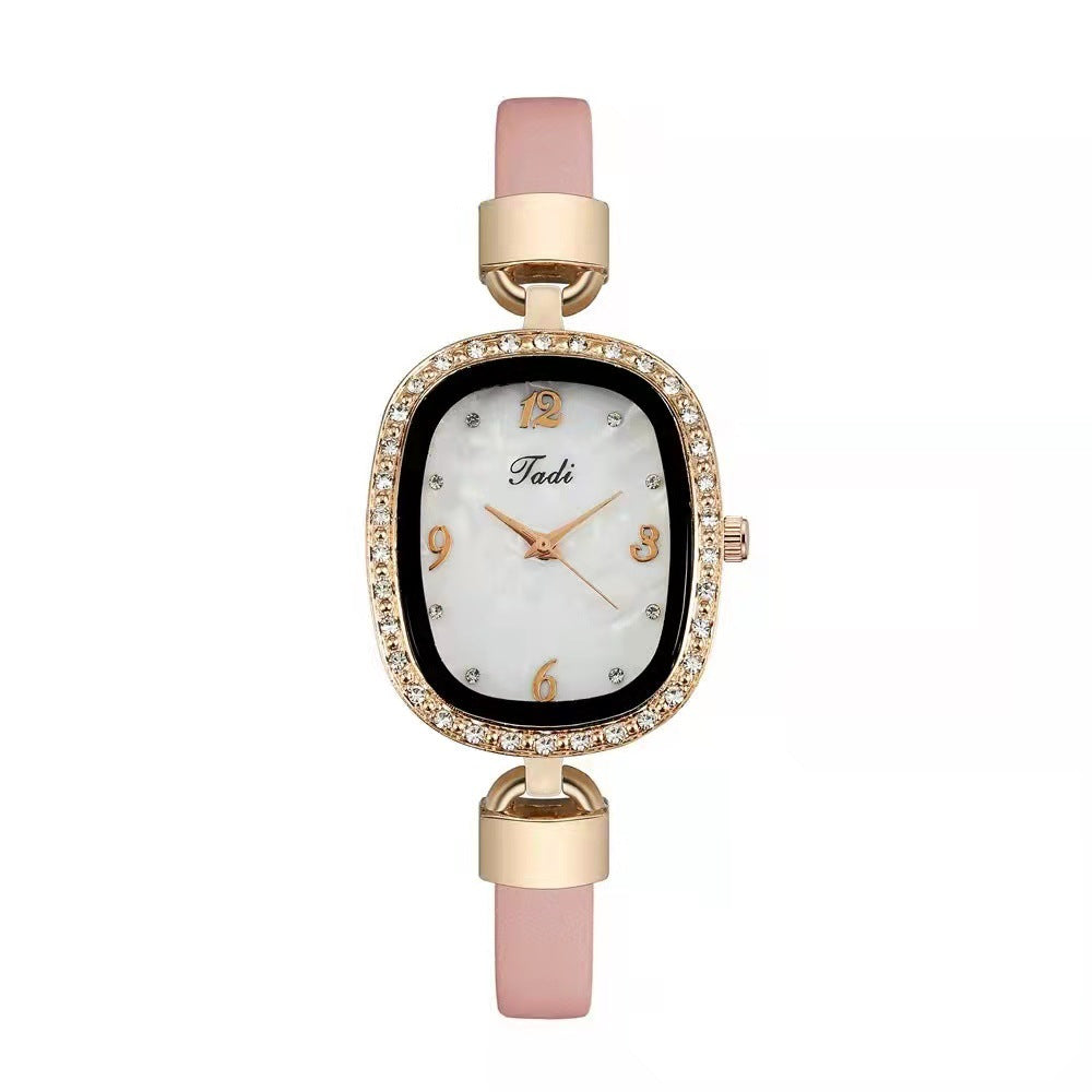Fashion Belt Marble Rhinestone Women's Quartz Watch Bracelet Set