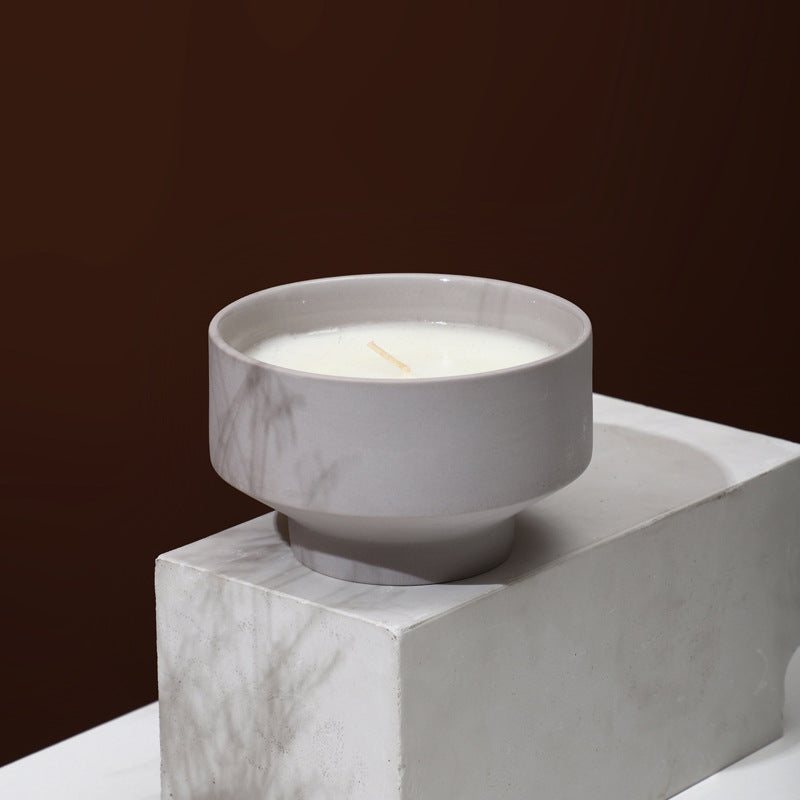 Handgemachtes, rundes Duftkerzenglas aus Keramik, handgefertigter Kerzenhalter