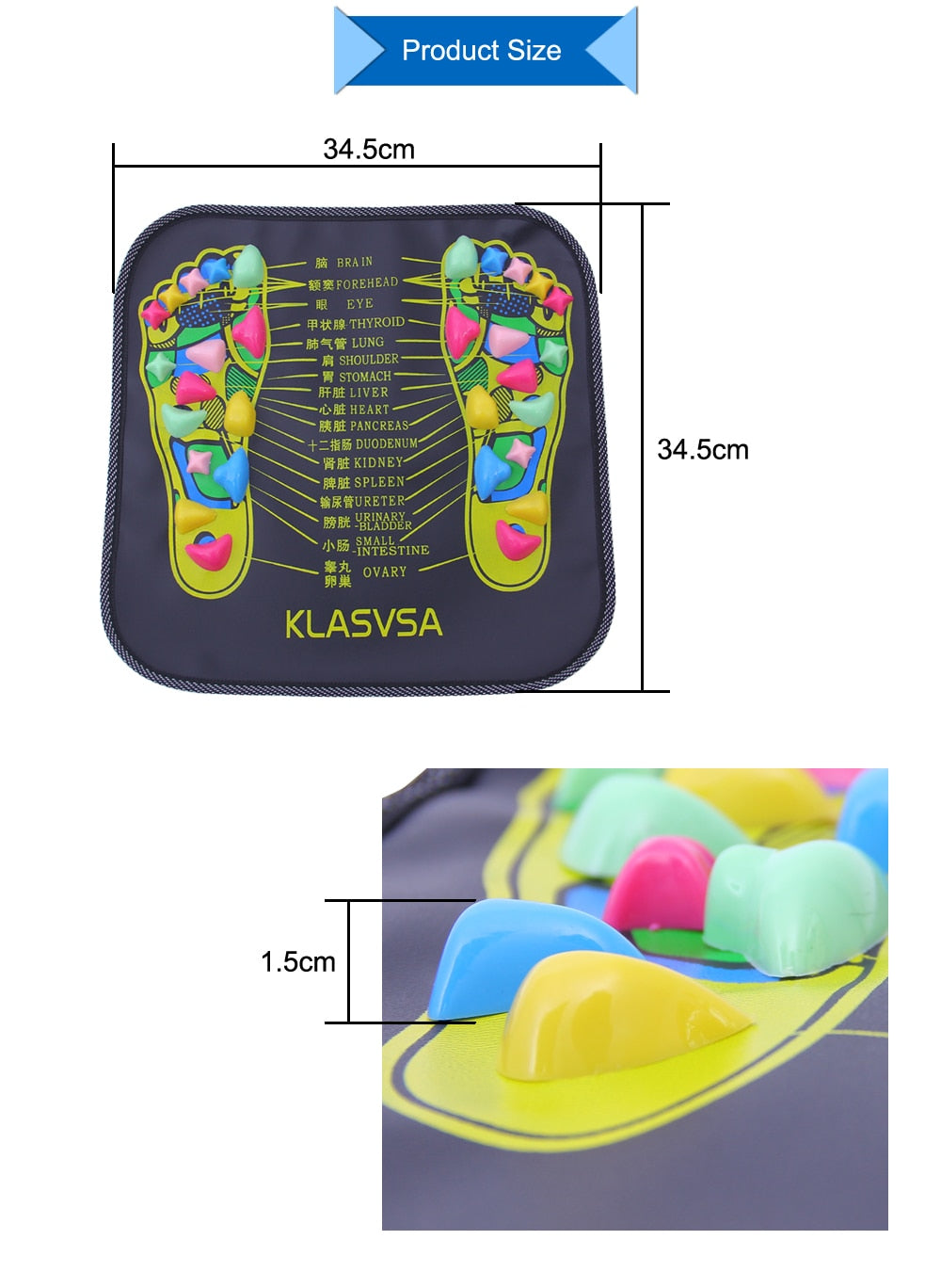 Reflexzonen-Fußmassagepad Kieselstein-Gehmassagematte Schmerzlinderung Gesundheitspflege Akupressurmatte