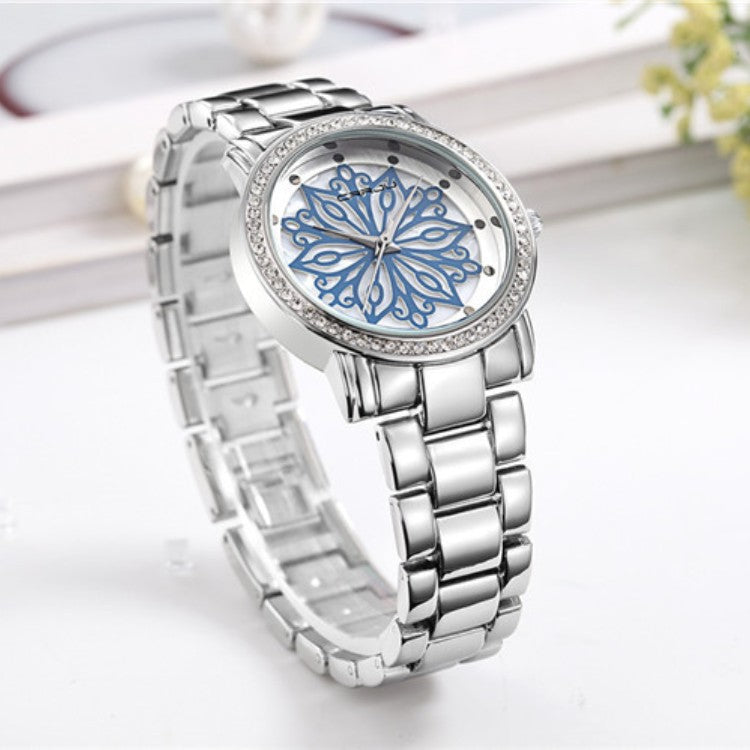 Women's watch with steel bracelet and diamonds, suitable for business and casual occasions (fashion jewelry)