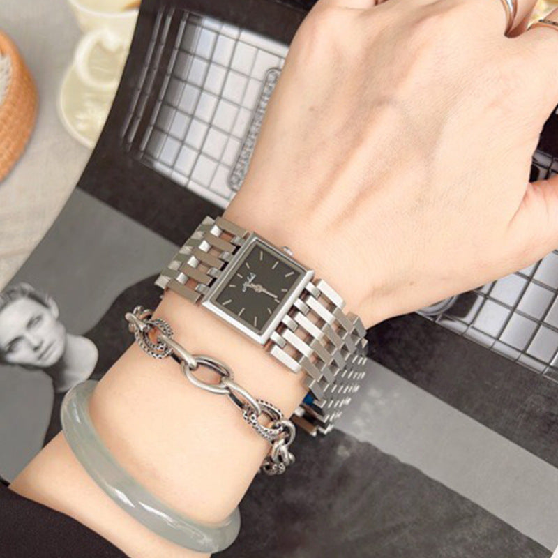 Quadratische Damen-Armbanduhr mit großem Zifferblatt, modisch, persönlich, aus Stahl
