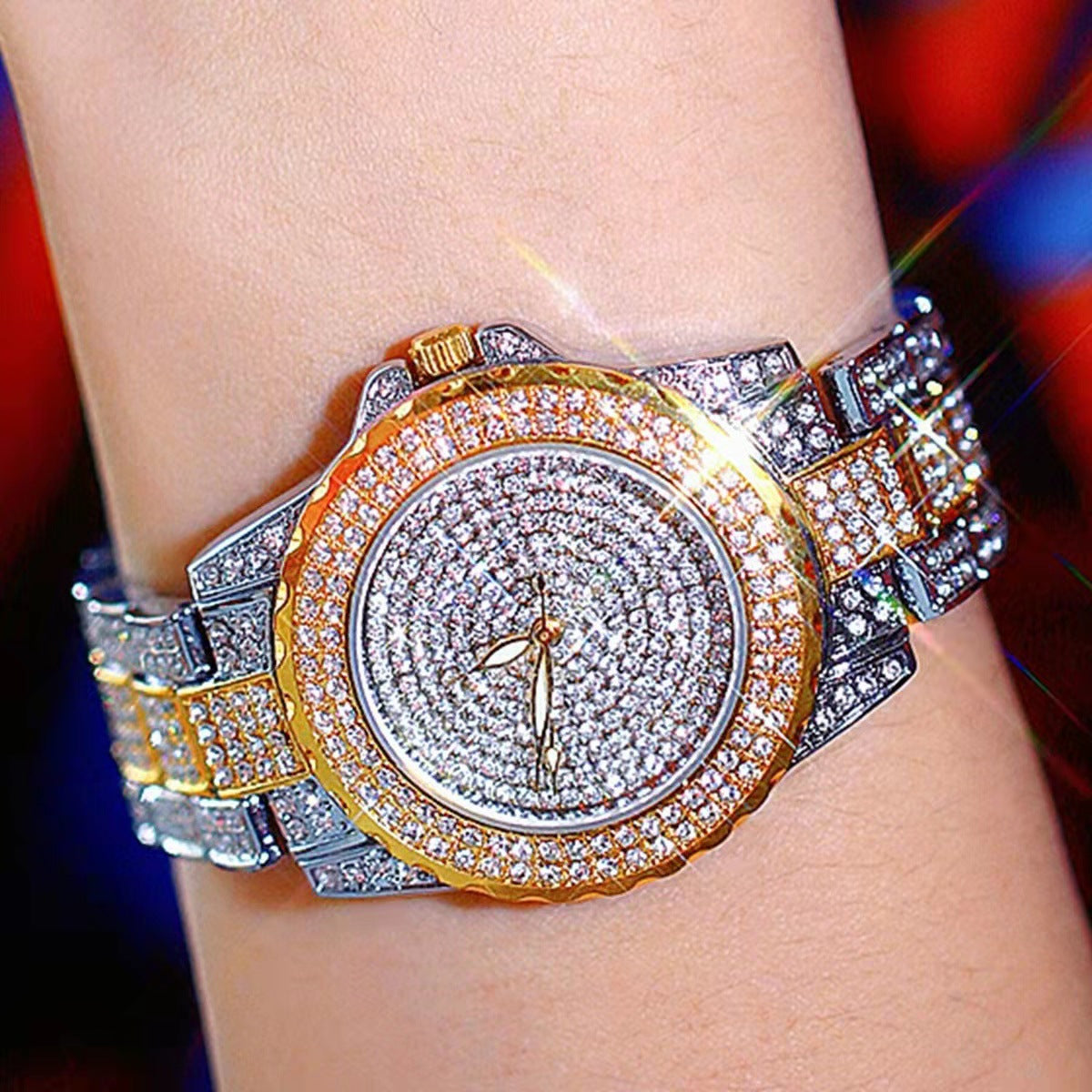 Starry sky steel bracelet women's watch fashion and fully decorated temperament
