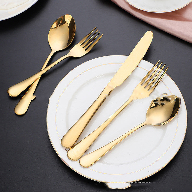 American Station 45 Piece Western Style Gold Cutlery Set.