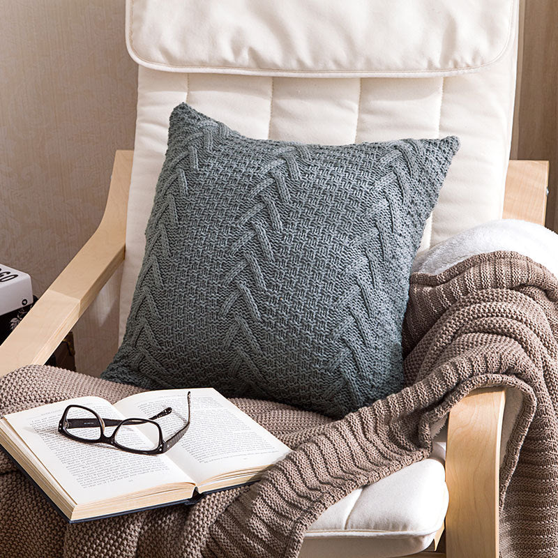 Thick knitted wool cushion cover