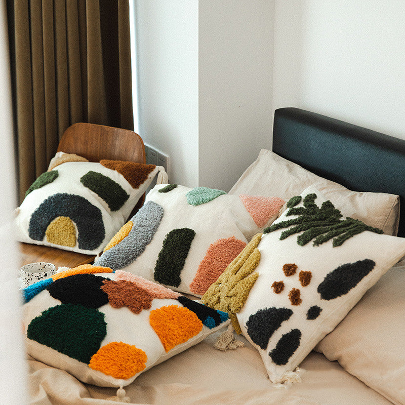 Kissenhülle mit elegantem Knüpfmuster für die stilvolle Dekoration von Wohnzimmern, Ferienunterkünften und dem eigenen Zuhause