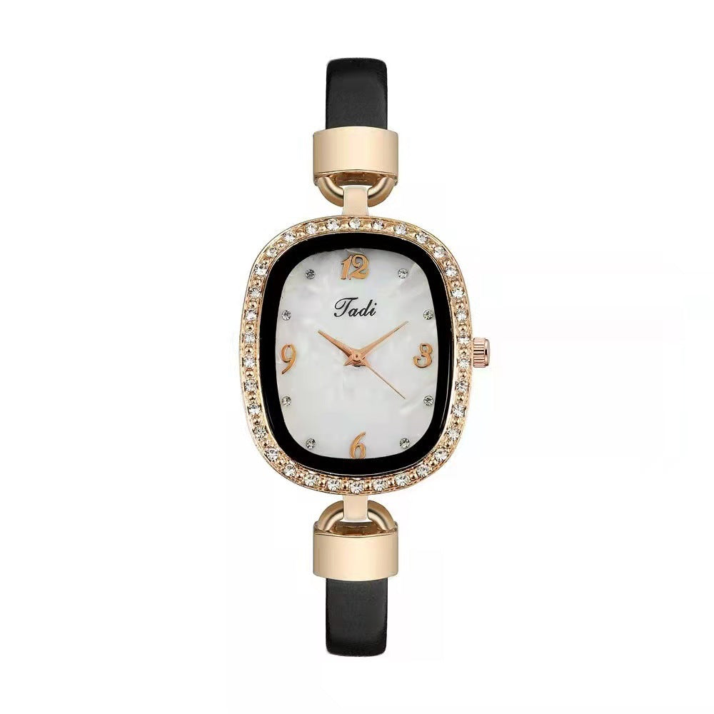 Fashion Belt Marble Rhinestone Women's Quartz Watch Bracelet Set