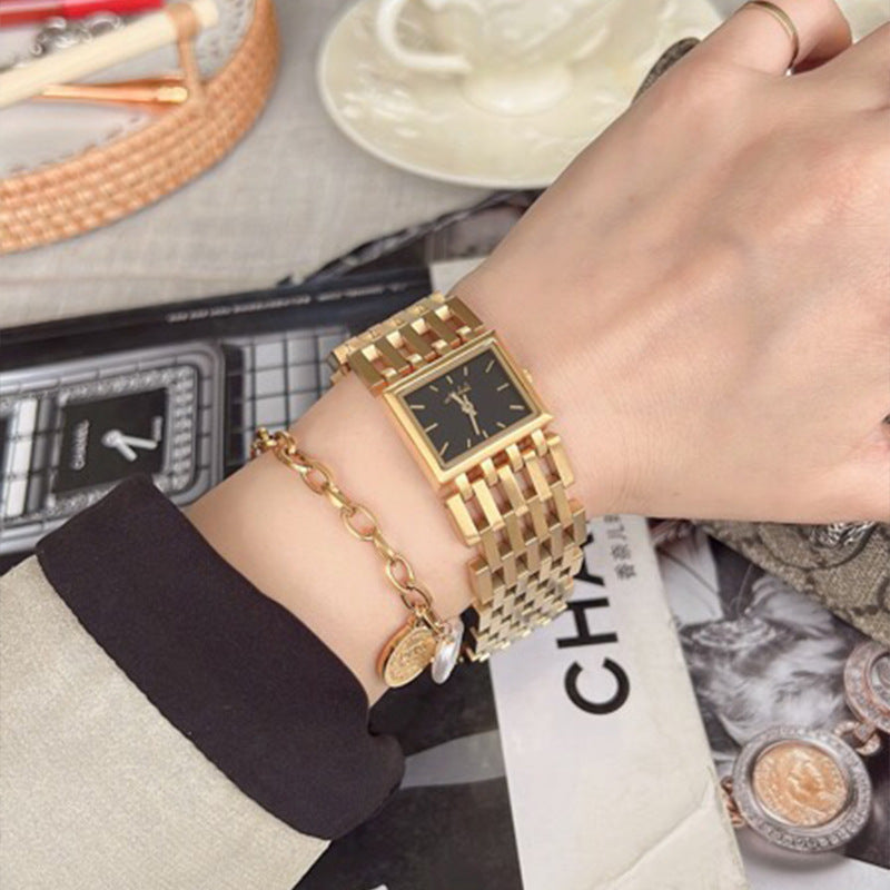 Quadratische Damen-Armbanduhr mit großem Zifferblatt, modisch, persönlich, aus Stahl