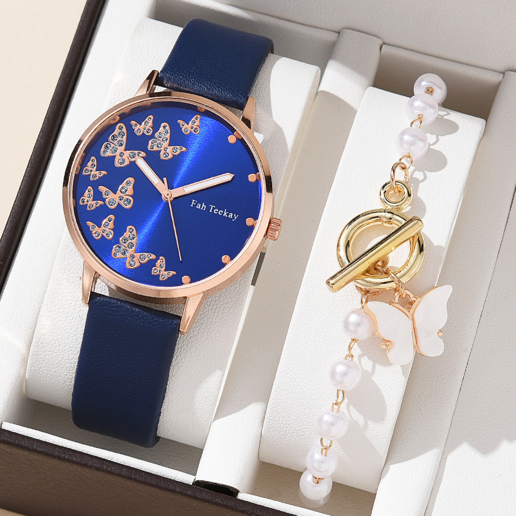 Fashion women's belt watch - casual, versatile, exclusive butterfly diamond surface, quartz watch