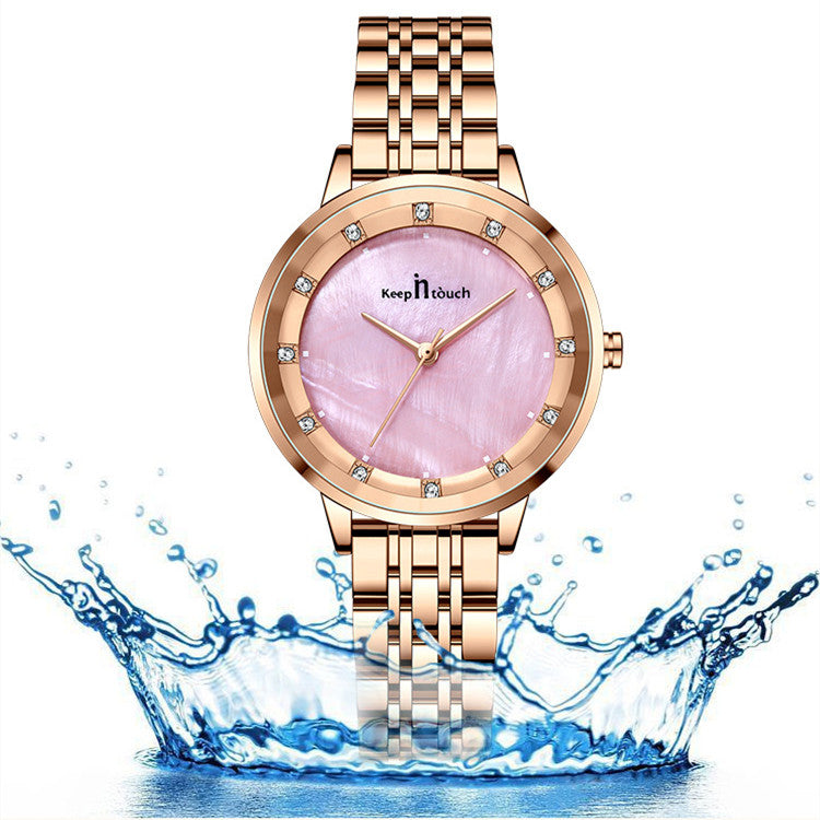 New women's waterproof quartz wrist watch with shell surface