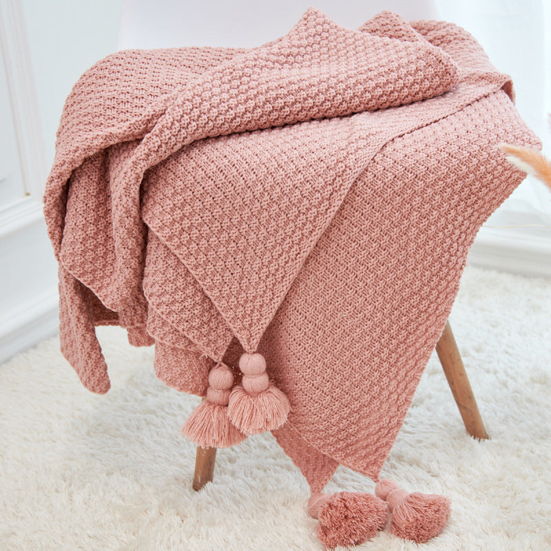Fringed Knitted Pineapple Pendant Baby Blanket