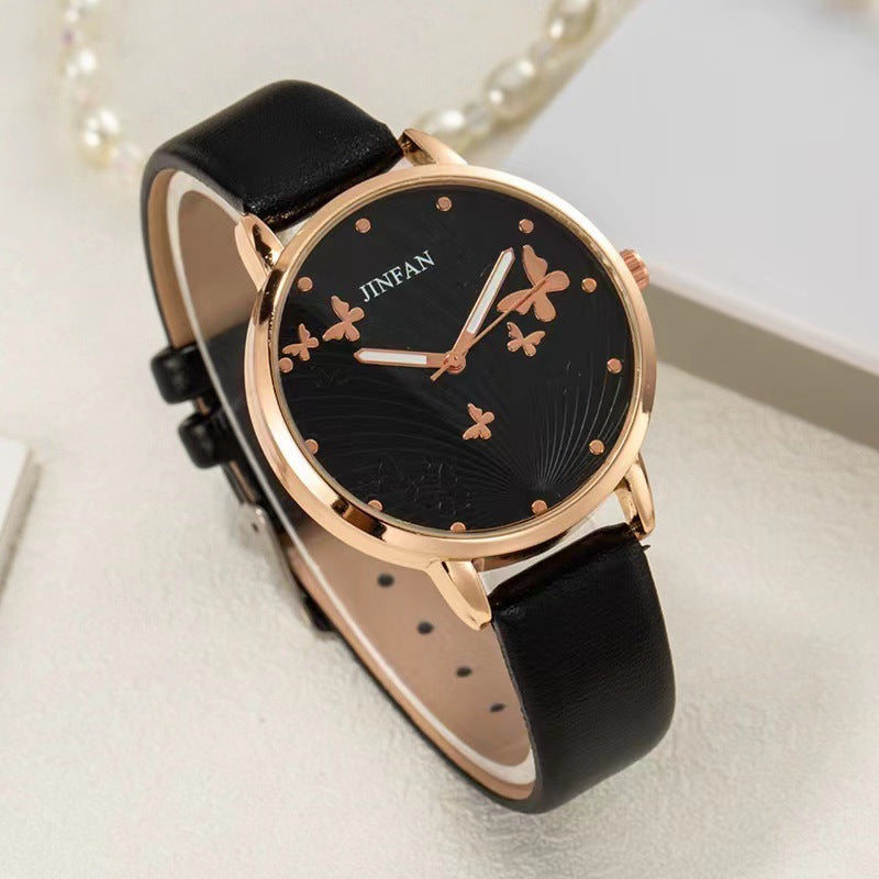 Modische Quarz-Armbanduhr mit süßem Schmetterlingsdesign für Studenten"