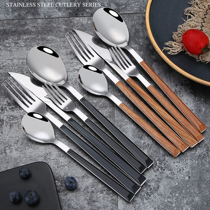 Stainless steel cutlery with wooden handle