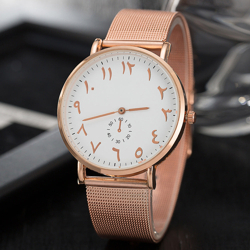 Unisex simple waterproof watch with alloy strap