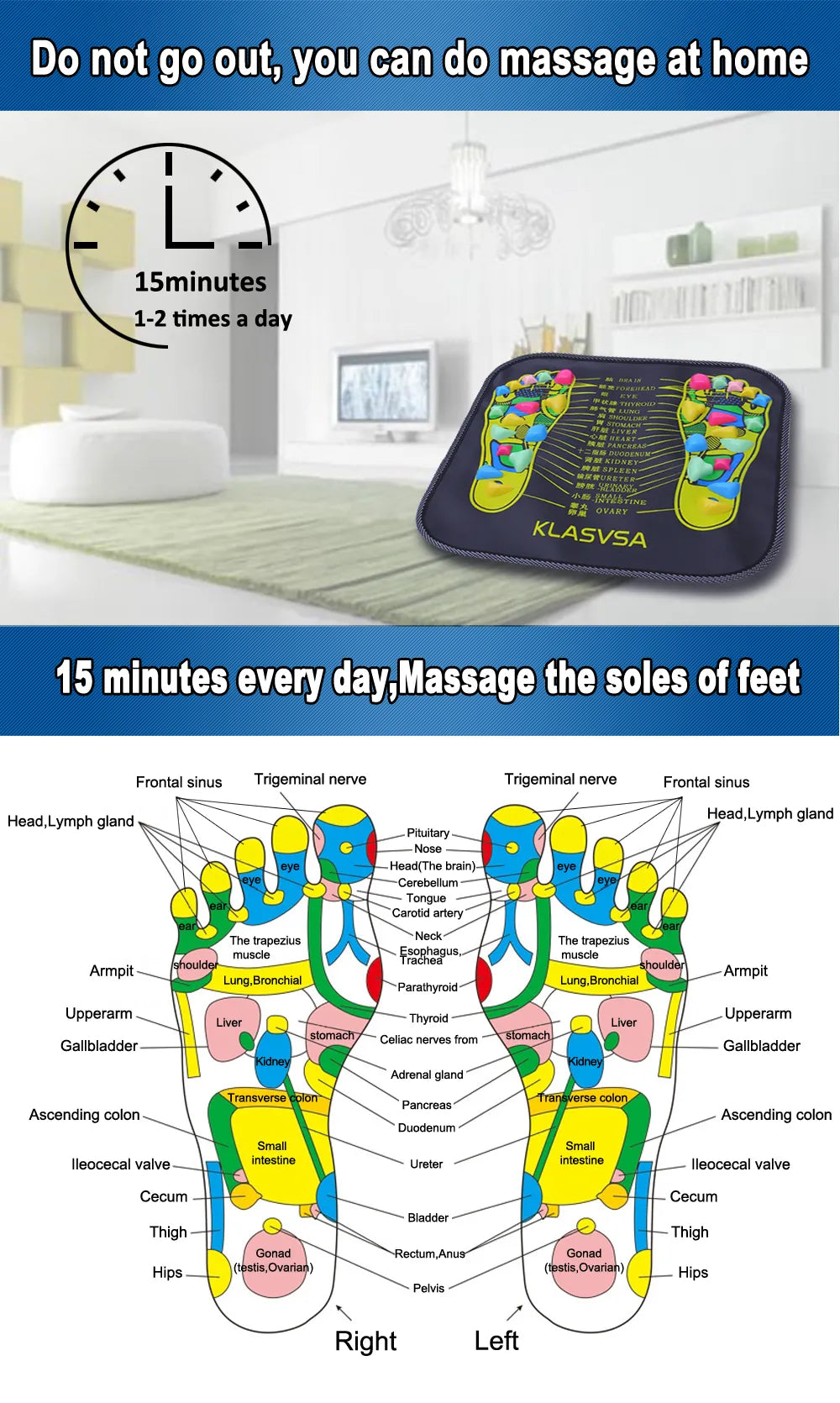 Reflexology Foot Massage Pad Pebble Stone Walking Massage Mat Pain Relief Health Care Acupressure Mat