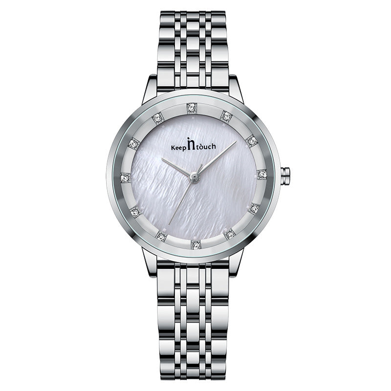 Neue wasserdichte Quarz-Armbanduhr für Damen mit Schalenoberfläche