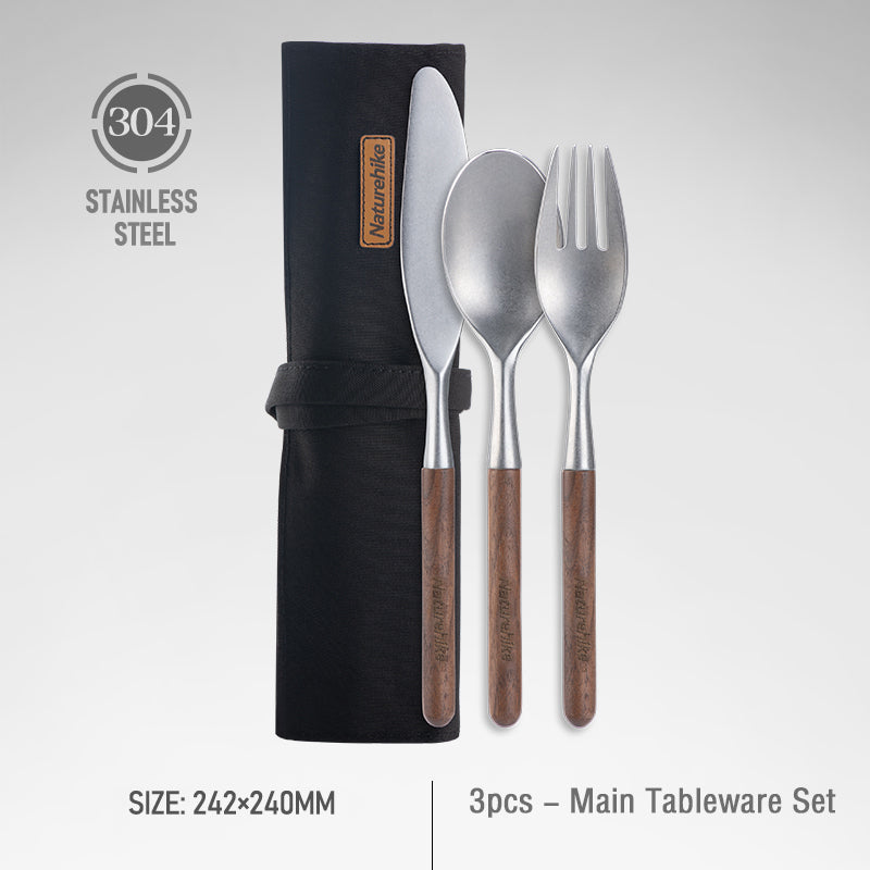 Stainless steel wooden cutlery set