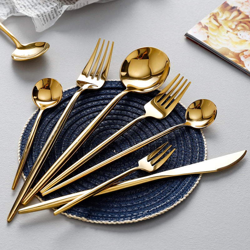 Western style stainless steel gold plated cutlery, 304 stainless steel cutlery, mirror polish