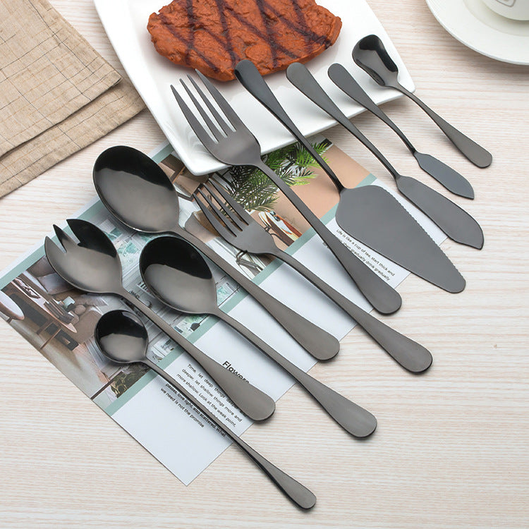 Western style black stainless steel cutlery spoon set