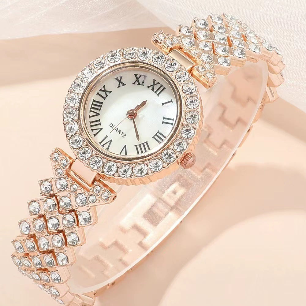 Diamond women's wristwatch (fashion jewelry), luxury model gift box watch, bracelet six-piece set