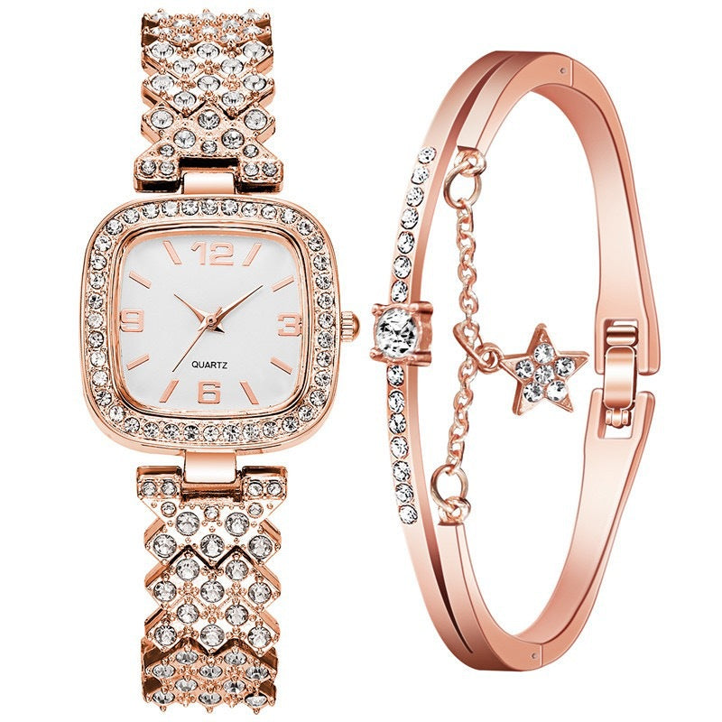 Damen Diamant Armbanduhr Zwei-teiliges Set