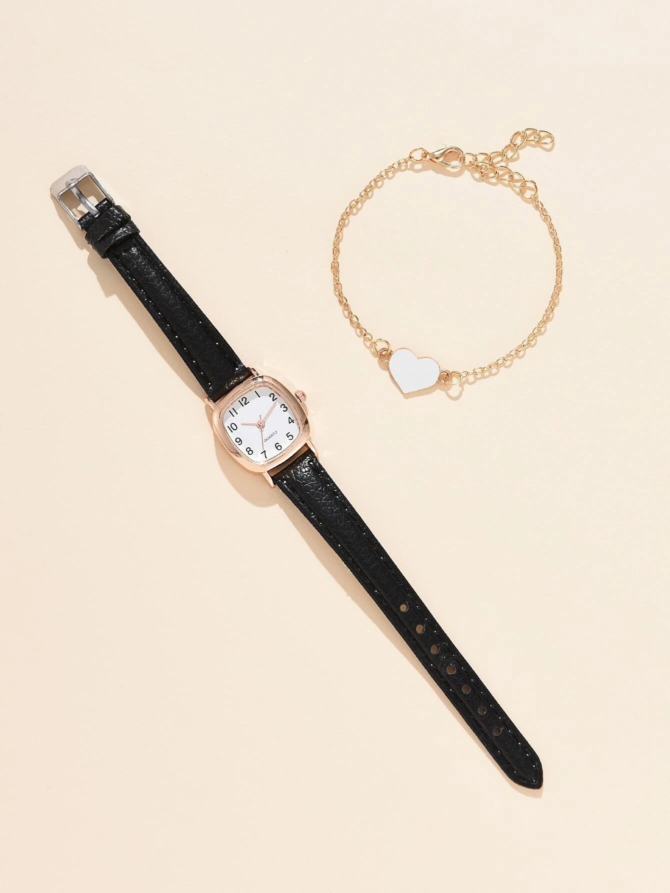 Elegante Retro-Damenarmbanduhr mit quadratischem Zifferblatt und Lederarmband