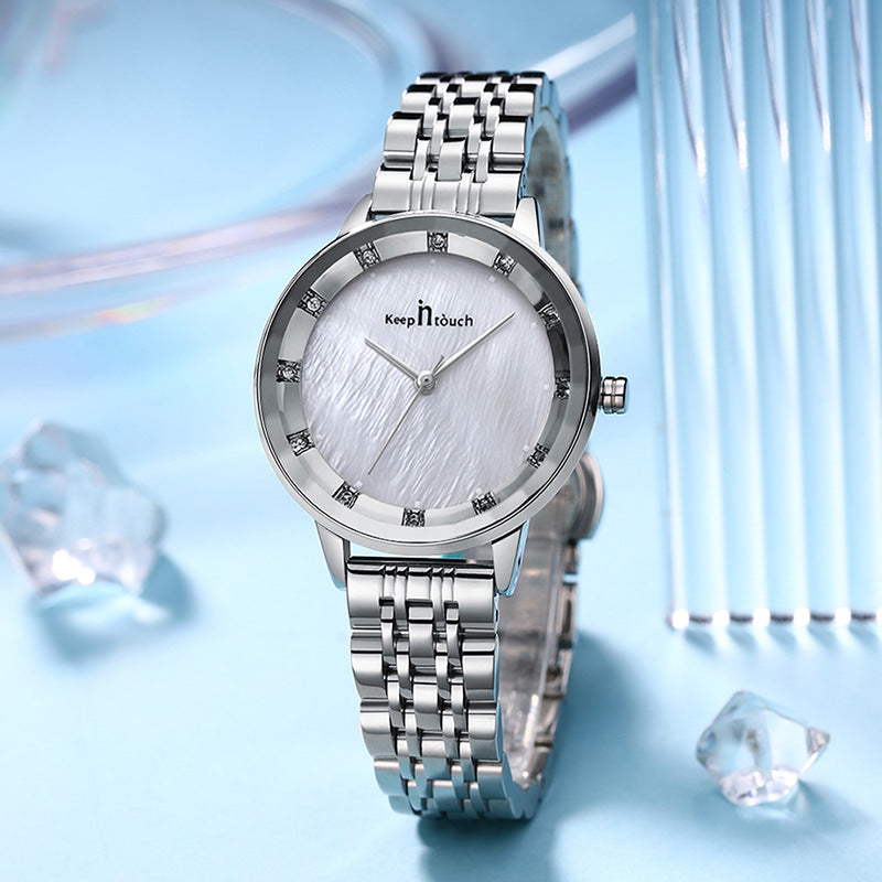 New women's waterproof quartz wrist watch with shell surface
