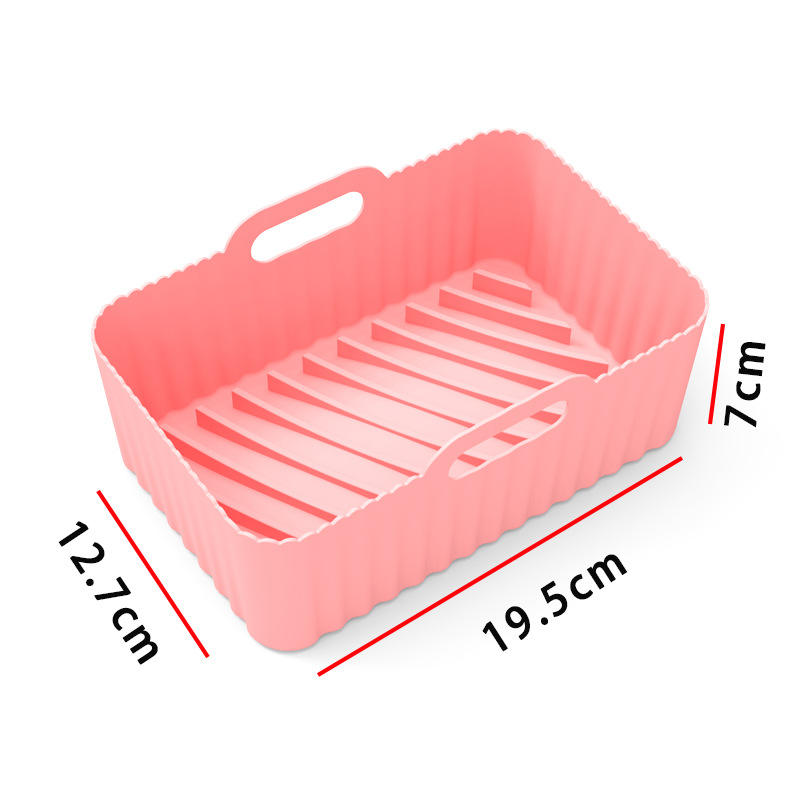 Air Fryer Silicone Pot with Handle Reusable Liner Heat Resistant Basket Rectangular Baking Accessories for Fryer, Oven and Microwave.