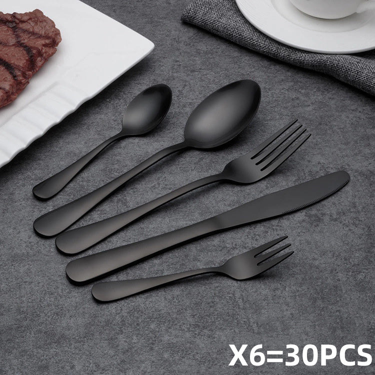 Western style black stainless steel cutlery set