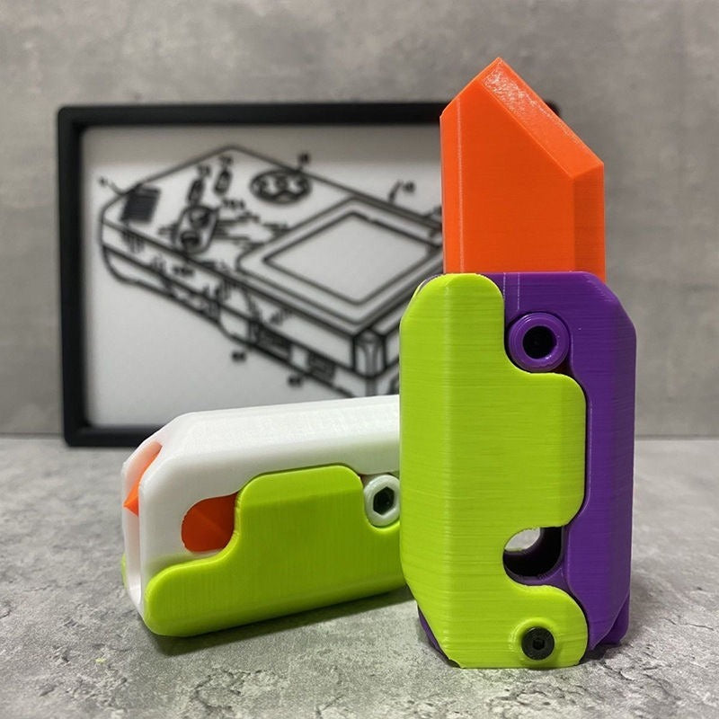 3D Druck Schwerkraft Cub Springen Kleine Rettich Messer Mini Modell Student Preis Anhänger Dekompression Spielzeug Für Kinder Geschenk