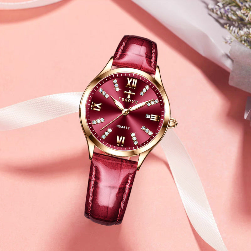 Simple automatic women's watch with delicate small dial and waterproof quartz watch