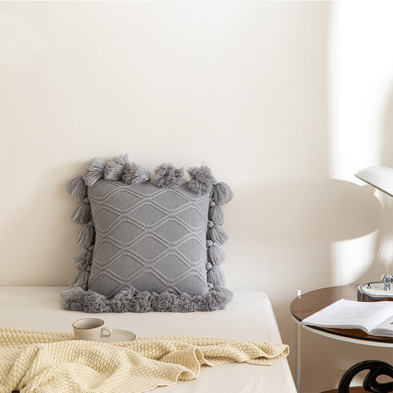 Tassel Knitted Throw Pillow Car Sofa Chair Cushion