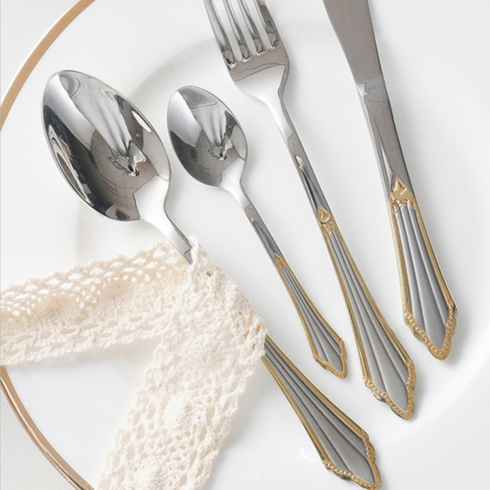 Gold plated stainless steel cutlery set