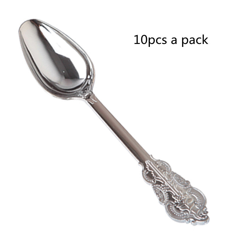10 disposable plastic cutlery in a silver-plated look