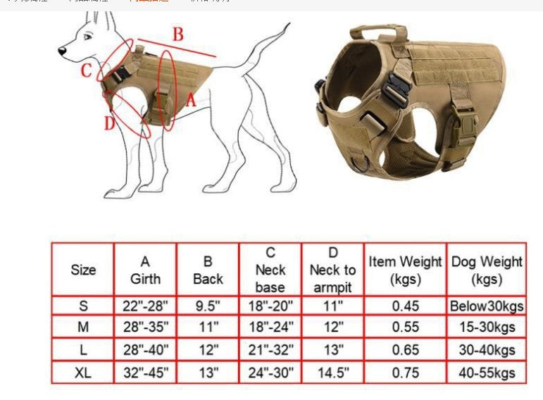 Tactical Dog Harness, Pet German Shepherd K9 Training Vest, Dog Harness and Leash Set for Dogs of All Breeds
