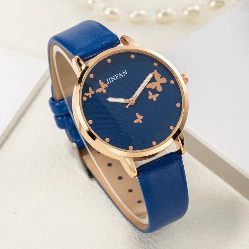 Modische Quarz-Armbanduhr mit süßem Schmetterlingsdesign für Studenten"